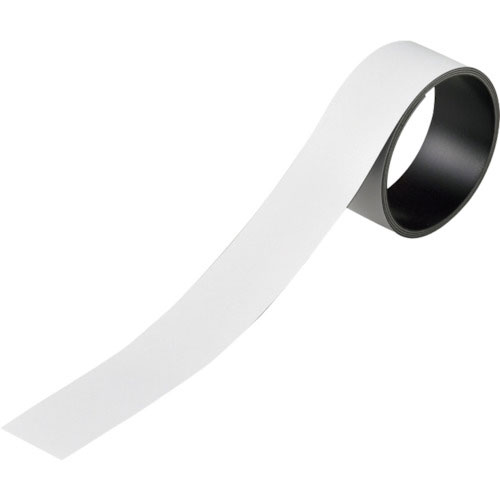 緑十字　テープ状カラーマグネット　白　マグネ３０Ｗ　３０ｍｍ幅×１ｍ×０．８ｍｍ　片面磁力＿