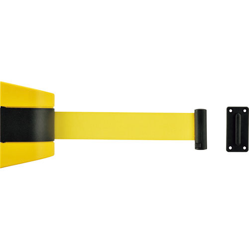 緑十字　ガードテープ　ベルトパーテーション（壁面設置タイプ）　ＫＡＢ－５Ｙ　ベルト：黄／５ｍ　受け金＿