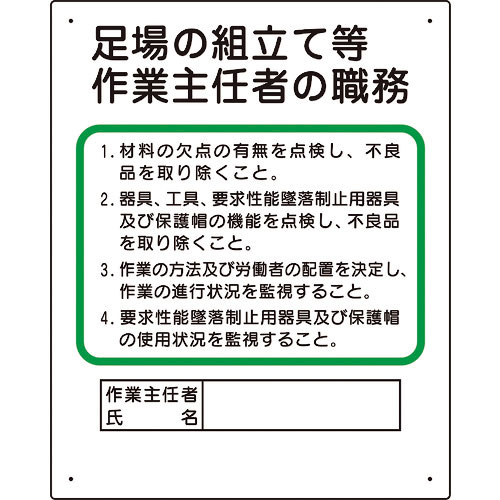 ユニット　作業主任者職務板　足場の組立等＿