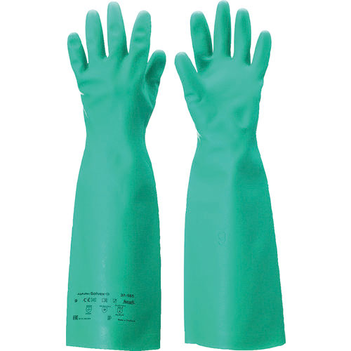 アンセル　耐溶剤作業手袋　アルファテック　ソルベックス厚手ロング　３７－１８５　Ｓサイズ＿