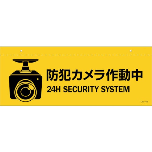 緑十字　イラスト標識（天井用）　防犯カメラ作動中　ＣＩＳ－６　Ｂ　１４０×３６０ｍｍ　ＰＥＴ＿