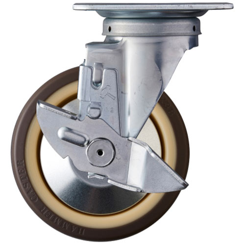 ハンマー 旋回式ウレタン車輪(ナイロンホイール・ボールベアリング)125mm ストッパー付_