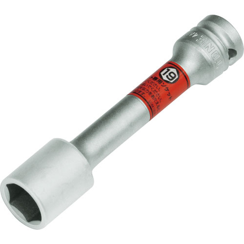 TONE プロテクター付インパクト用薄形ロングホイルナットソケット(自動車整備用) 対辺寸法19mm_