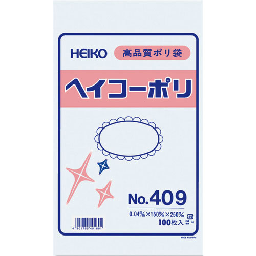 ＨＥＩＫＯ　ポリ規格袋　ヘイコーポリ　Ｎｏ．４０９　紐なし　１００枚入り＿