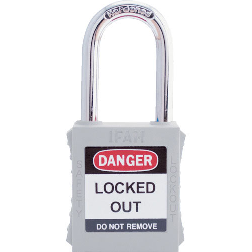イファム　ロックアウト用南京錠　スチール製シャックル　白＿