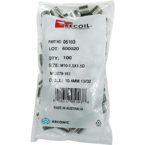 リコイル インサートねじ リコイル SUS304 適用ボルトねじ:M3-0.50×1D(100個入り_