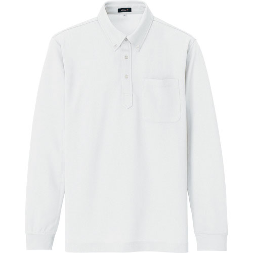 アイトス　吸汗速乾（クールコンフォート）長袖ボタンダウンポロシャツ（男女兼用）　ホワイト　ＬＬ＿