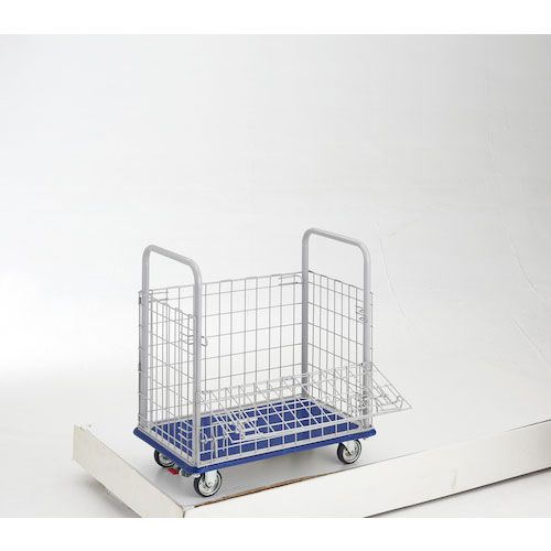 TRUSCO プレス製台車 ドンキーカート 金網付 740×480 ストッパー付_