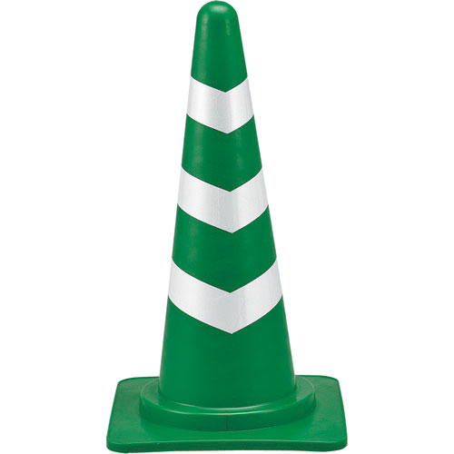 緑十字　カラーコーン　緑／白反射シート　ＳＲＣ－１Ｇ　高さ：７００ｍｍ　ベース：３８５ｍｍ角　反射タ＿