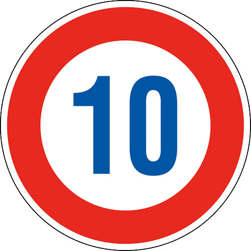 緑十字　道路標識（構内用）　制限速度１０キロ　道路３２３－１０Ｋ（ＡＬ）　６００ｍｍΦ　反射タイプ　＿