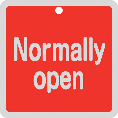 緑十字 バルブ開閉札 Normally open(赤) 特15-152A 80×80mm 両面表示 _