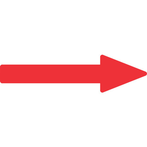 緑十字　配管方向表示ステッカー　→赤矢印　貼矢８１　５５×２００ｍｍ　１０枚組　エンビ＿