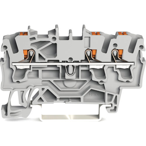 ＷＡＧＯ　プッシュボタン操作タイプ　スプリング式中継端子台２２０２シリーズ３線式用＿