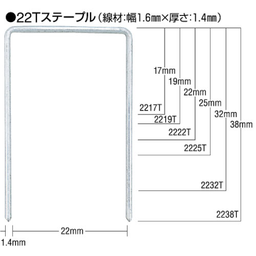 MAX Tステープル 肩幅22mm 長さ32mm 3800本入り_