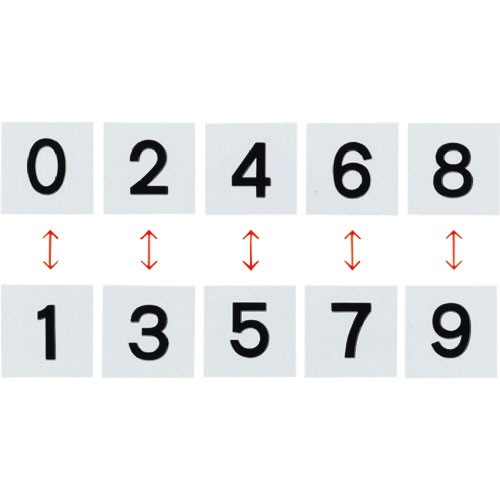 緑十字 差し込み式数字札(両面連番セット) 0~9 5枚組 KS-D札(2)黒 50×50mm_