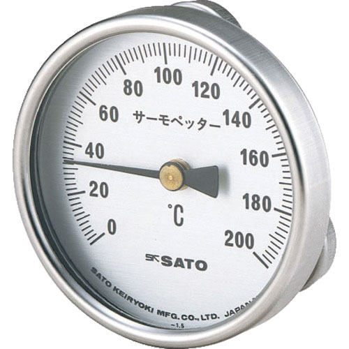 佐藤　バイメタル式表面温度計　サーモペッター　０～２００℃　（２３４０－２０）＿