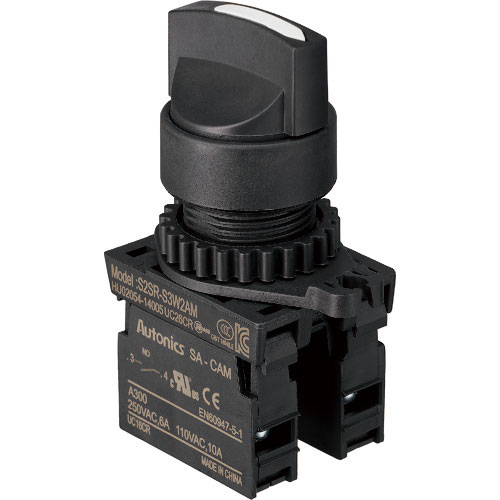 TRUSCO セレクタスイッチ Φ25 90°2ノッチ 2a 白_