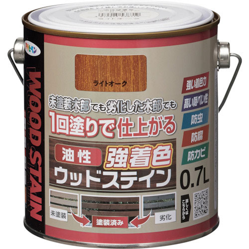 アサヒペン　油性強着色ウッドステイン　０．７Ｌ　ライトオーク＿