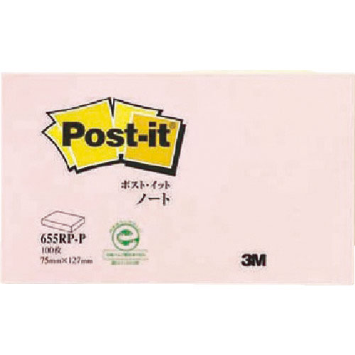 3M ふせん ポスト・イット ノート 75×127mm 100枚 ピンク_