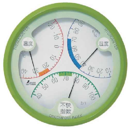 シンワ　温湿度計　不快指数Ｒ－２　丸型１５ｃｍ　グリーン＿