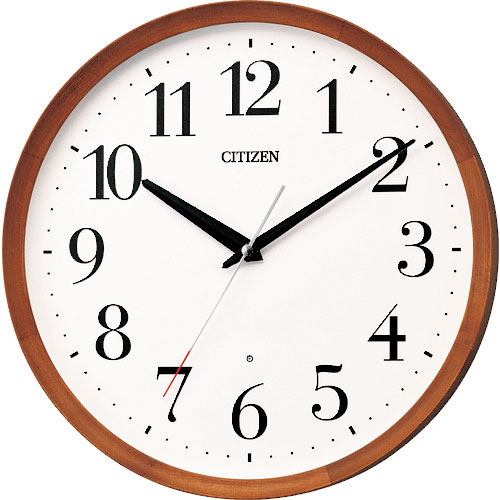 シチズン　電波　壁掛け時計（アナログ表示）　連続秒針　木枠　ブラウン　Φ３２０×５３．６ｍｍ＿