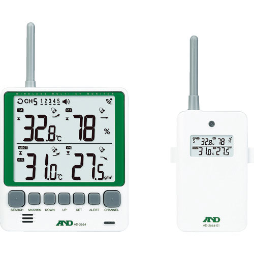 Ａ＆Ｄ　マルチチャンネルワイヤレス環境温湿度計　セット　ＡＤ－５６６４ＳＥＴ＿