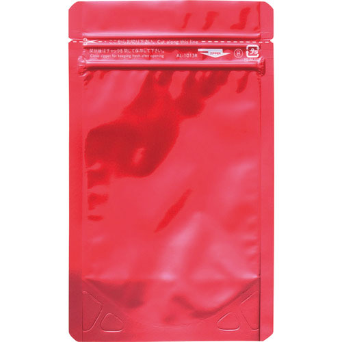 セイニチ　「ラミジップ」　アルミカラースタンドタイプ　赤　１３０×１００＋３０　（５０枚入）＿