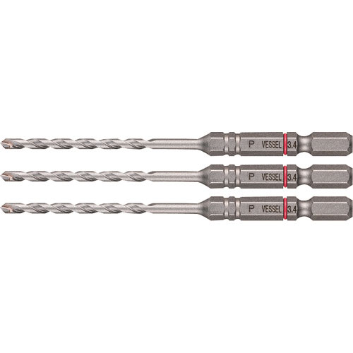 ベッセル 磁器タイル用ドリル APD 3本組 ドリル径:3.4mm 有効長:45mm_