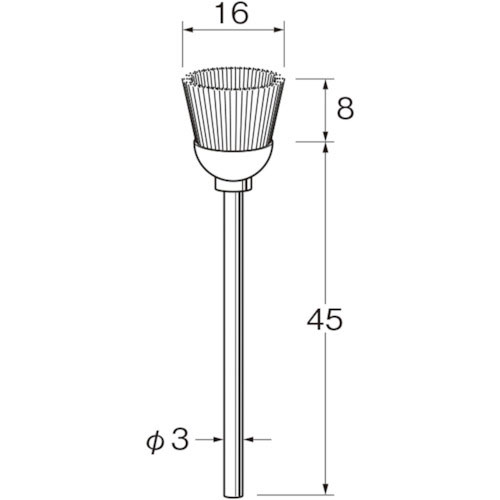 リューター　軸付カップ型ブラシ軸径（ｍｍ）：３毛材：真ちゅう線＿