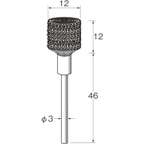 リューター 軸付傘型ブラシ軸径(mm):3毛材:硬鋼線_