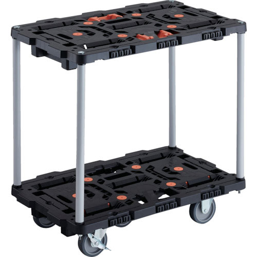 ＴＲＵＳＣＯ　連結式樹脂製２段台車　ビートル　７００Ｘ４５０　自在３輪　内２輪ストッパー付　とめたろ＿