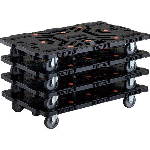 TRUSCO まとめ買い 連結式樹脂製平台車 ビートル 900X600 自在3輪 4台セット_