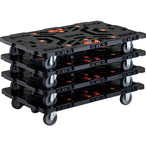 TRUSCO まとめ買い 連結式樹脂製平台車 ビートル 900X600 自在3輪 とめたろう付 4台_