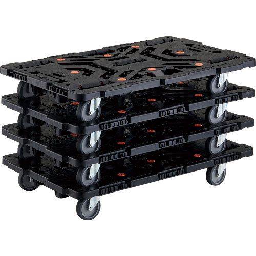 TRUSCO まとめ買い 連結式樹脂製平台車 ビートル 900X600 自在5輪 4台セット_