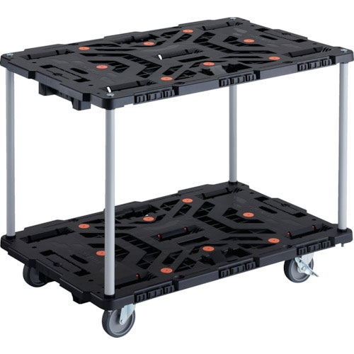 ＴＲＵＳＣＯ　連結式樹脂製２段台車　ビートル　９００Ｘ６００　自在５輪　内２輪ストッパー付　ハンドル＿