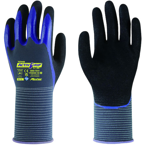 トワロン ニトリルゴム背抜き手袋 ActivGrip CJ-568 9/L_