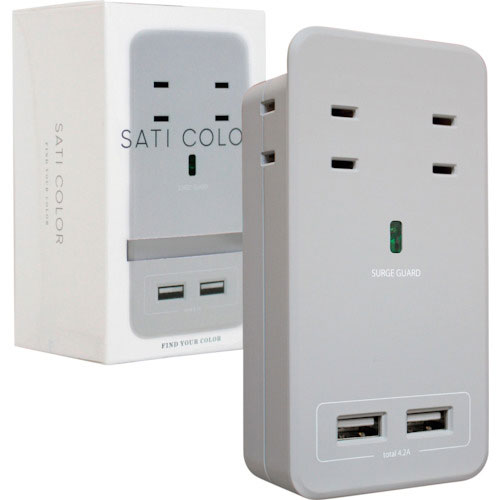 Fargo SATI COLOR AC4個口 4.2A USB ライトグレイ_