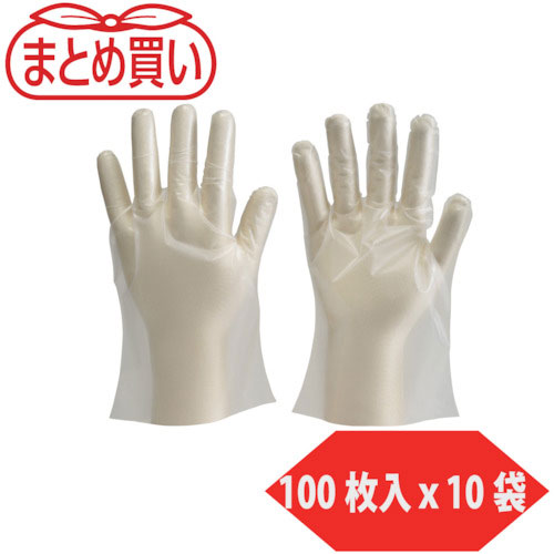 TRUSCO まとめ買い ポリエチレン製使い捨て手袋 Mサイズ (100枚入x10袋)_