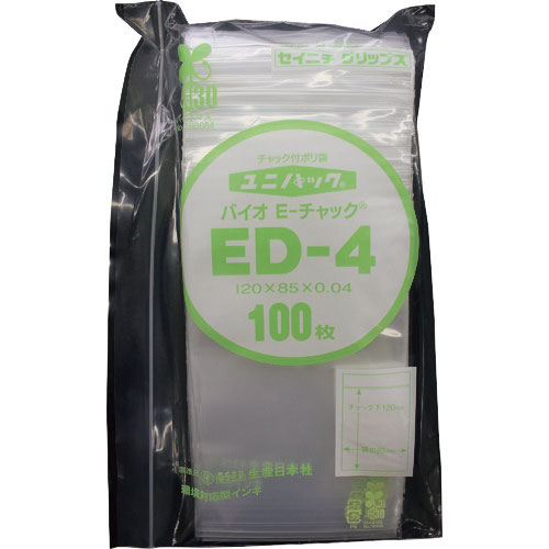 セイニチ　「ユニパック」バイオＥチャック規格品（チャック付ポリエチレン袋）　ＥＤ－４　１２０×８５×＿