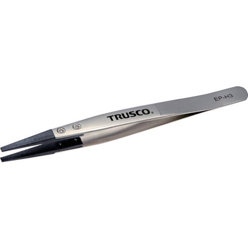 ＴＲＵＳＣＯ　ＥＳＤチップピンセット　先平型　先端幅３ｍｍ＿