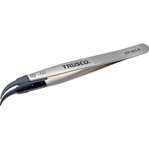 ＴＲＵＳＣＯ　ＥＳＤチップピンセット　曲がり型　先端幅０．６ｍｍ＿