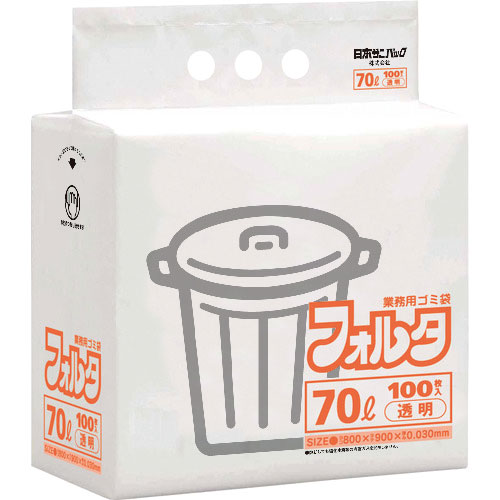 サニパック　ＦＵ７Ｃ　環優包装フォルタ薄口　７０Ｌ　透明　１００枚