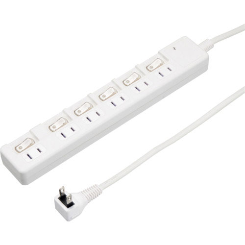 YAZAWA 雷ガード付6個口節電タップ3mホワイト_