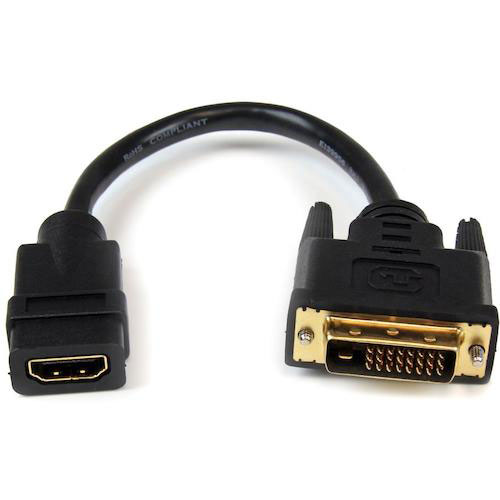 スターテック ディスプレイ変換ケーブル/HDMI - DVI-D/20cm/HDMIメス・DVIオス_