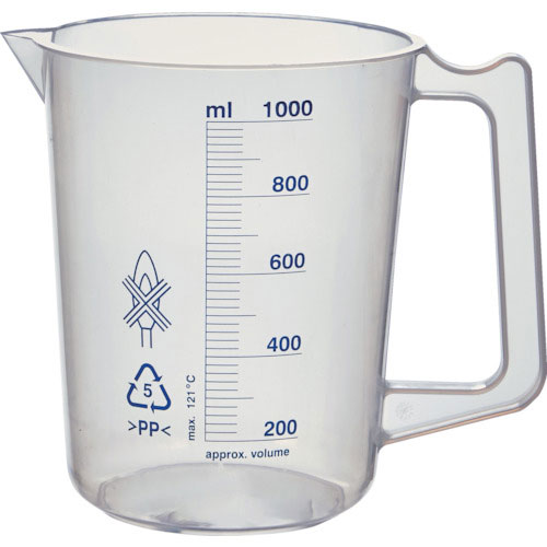 ＴＲＵＳＣＯ　ポリプロピレン青目盛ビーカー　１０００ｍｌ（取手付）＿