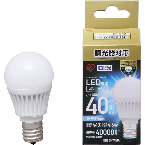 ＩＲＩＳ　ＬＥＤ電球　Ｅ１７広配光タイプ　調光器対応　４０形相当　昼白色＿