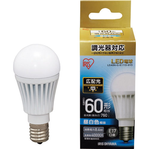 ＩＲＩＳ　５６７９８５　ＬＥＤ電球　Ｅ１７広配光タイプ　調光器対応　６０形相当　昼白色＿