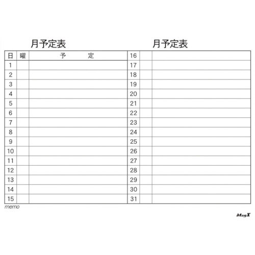 マグエックス　マグネットスケジュールボードシート　月間　４０５０＿