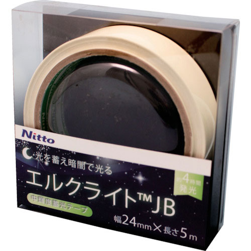 日東エルマテ　中輝度蓄光テープ　ＪＩＳ－ＪＢ級　０．２５ｍｍ×２４ｍｍ×５ｍ　グリーン＿