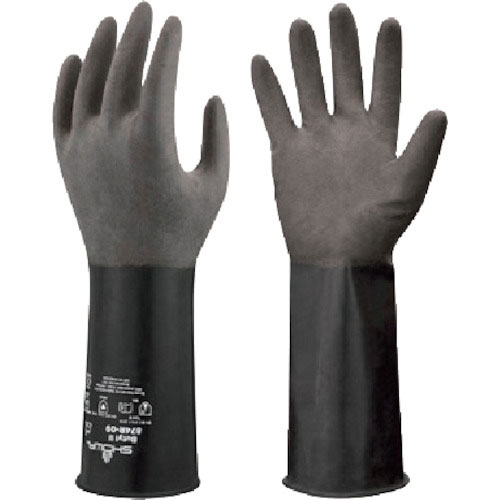 ショーワ　耐薬品手袋　Ｎｏ８７４Ｒ　ブチルゴム製化学防護手袋　ＸＬサイズ　ブラック　黒＿